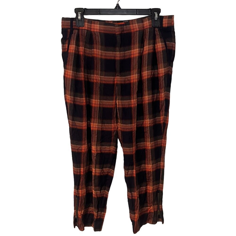 Cartonnier by Anthropologie Tartan Plaid Ankle Pants Black Motif Size 6P
